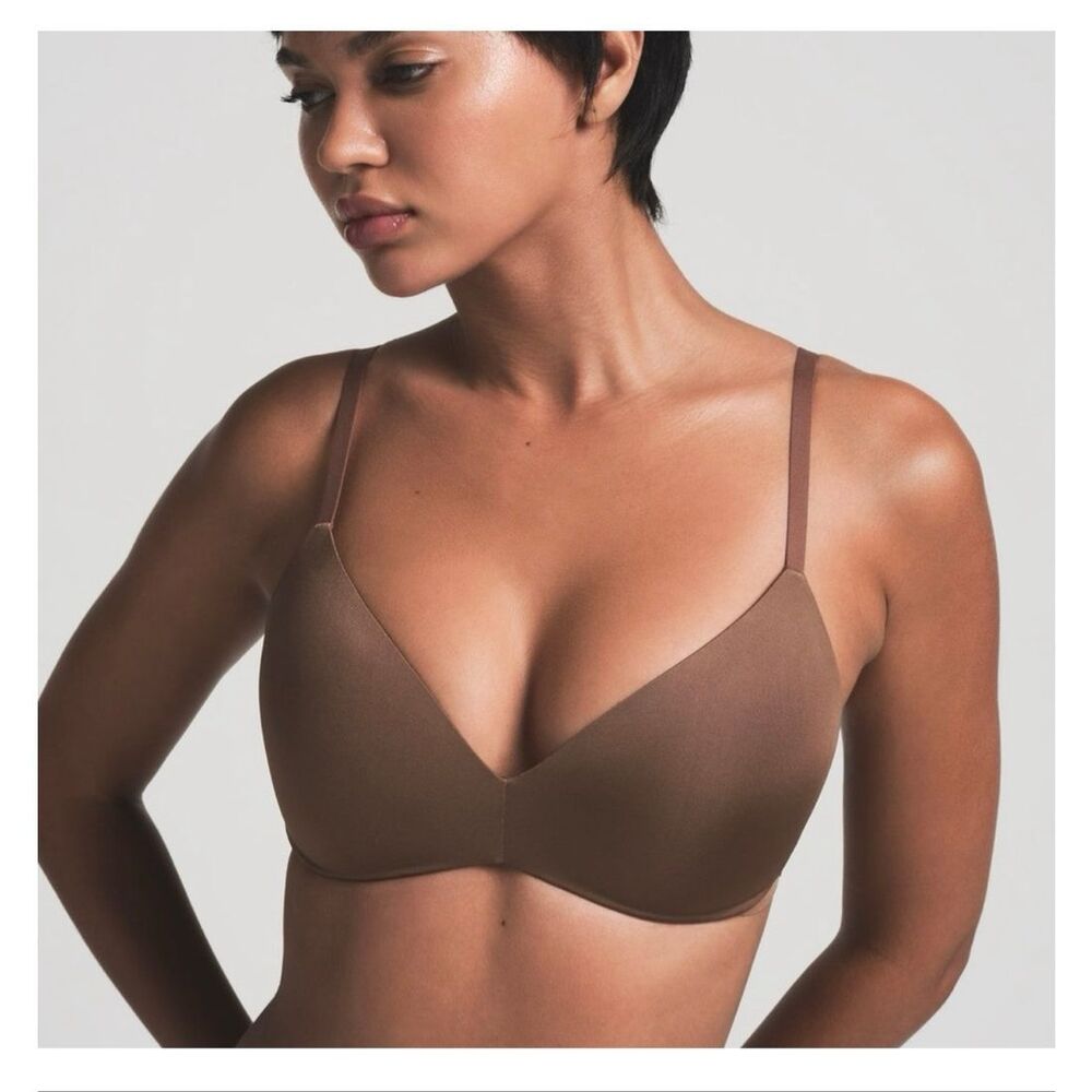 Skims Women’s Wireless Form Push Up Plunge Bra Umbrr Brown 36H